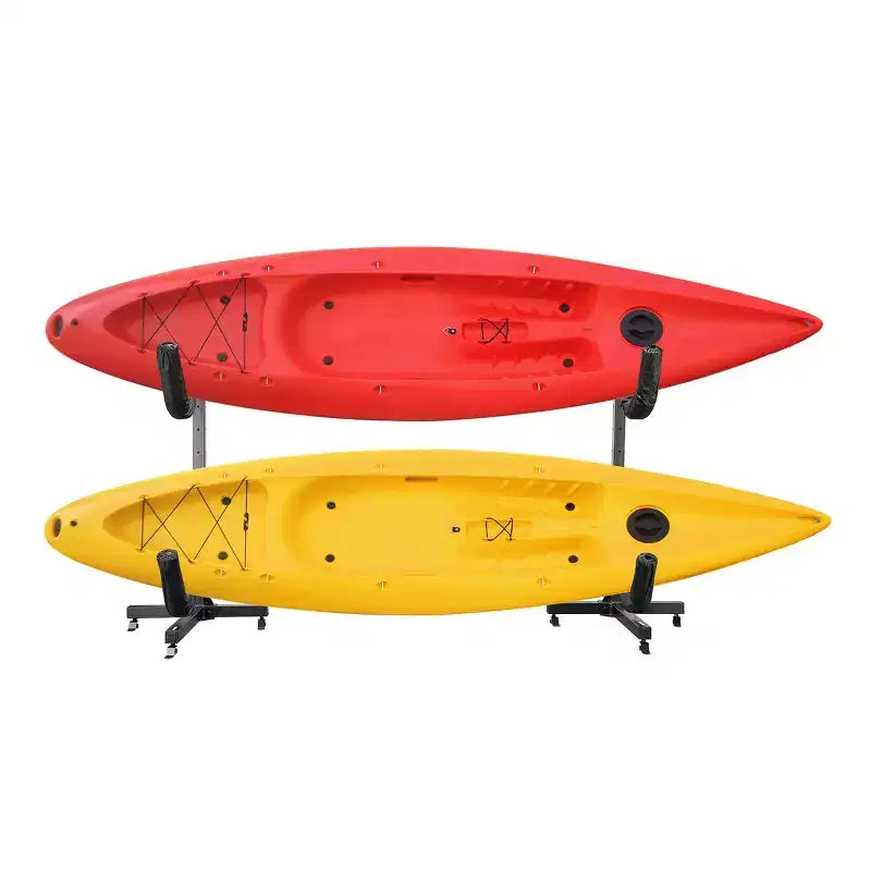 Support de rangement autoportant pour kayaks et planches à pagaie – Peut contenir 2 kayaks, capacité de 79 kg, noir