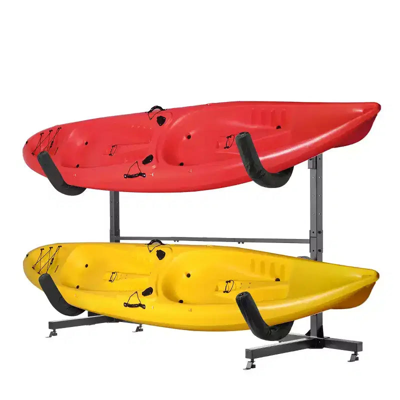 Support de rangement autoportant pour kayaks et planches à pagaie – Peut contenir 2 kayaks, capacité de 79 kg, noir