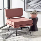 Fauteuil d'appoint rembourré Kermit - Rose poudré et noir, design contemporain