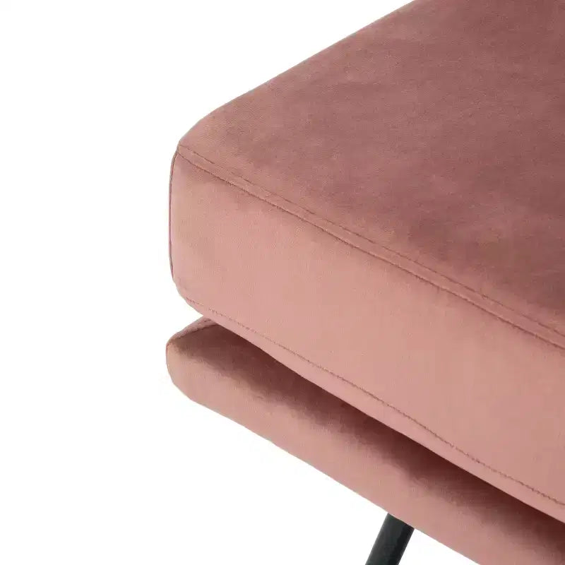 Fauteuil d'appoint rembourré Kermit - Rose poudré et noir, design contemporain
