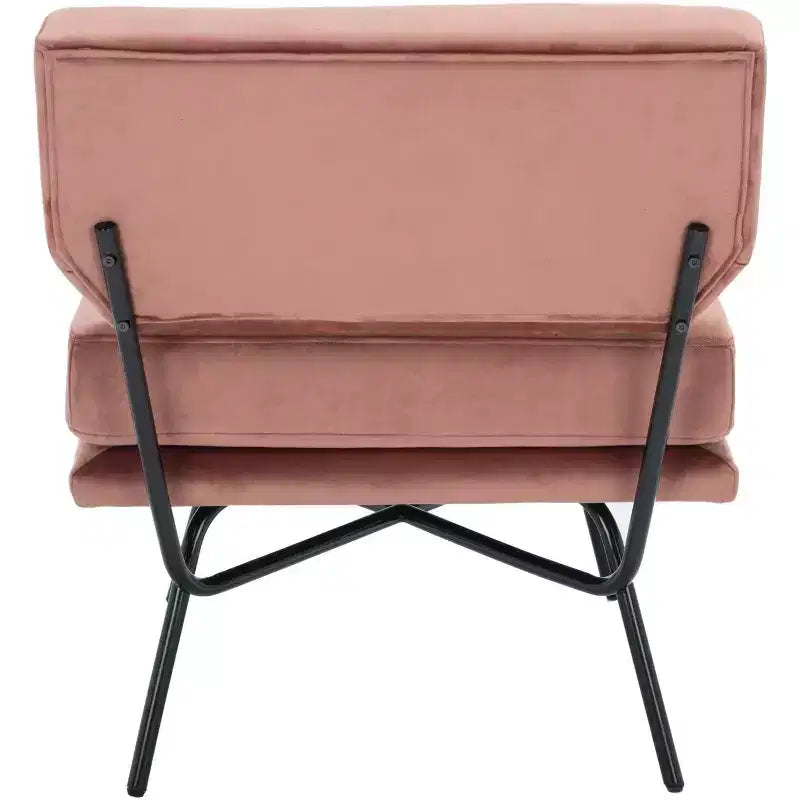 Fauteuil d'appoint rembourré Kermit - Rose poudré et noir, design contemporain