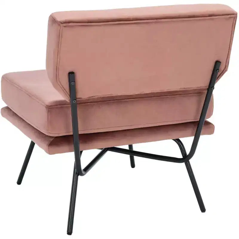 Fauteuil d'appoint rembourré Kermit - Rose poudré et noir, design contemporain