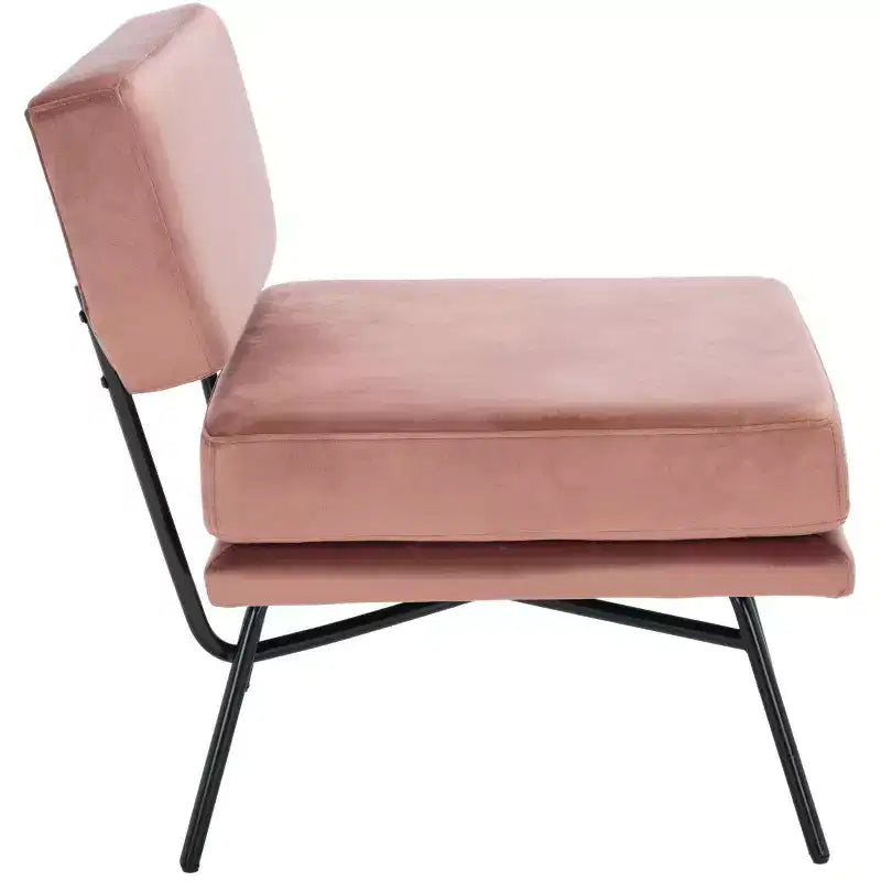 Fauteuil d'appoint rembourré Kermit - Rose poudré et noir, design contemporain