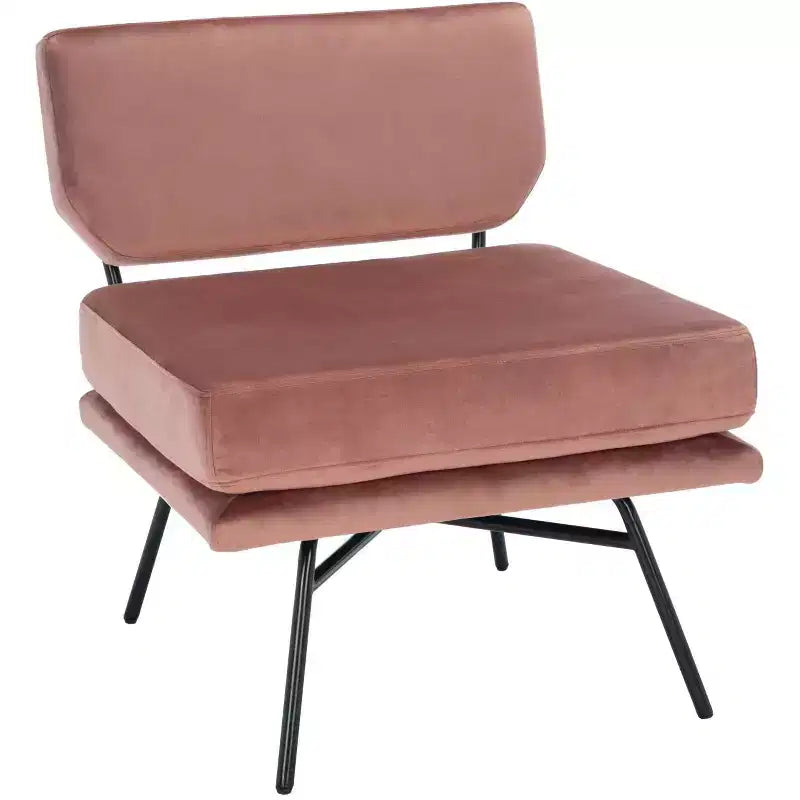 Fauteuil d'appoint rembourré Kermit - Rose poudré et noir, design contemporain