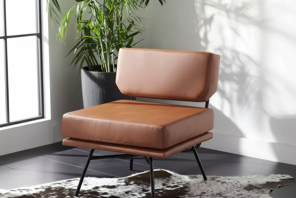 Fauteuil d'appoint rembourré Kermit - Rose poudré et noir, design contemporain