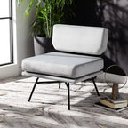 Fauteuil d'appoint rembourré Kermit - Rose poudré et noir, design contemporain
