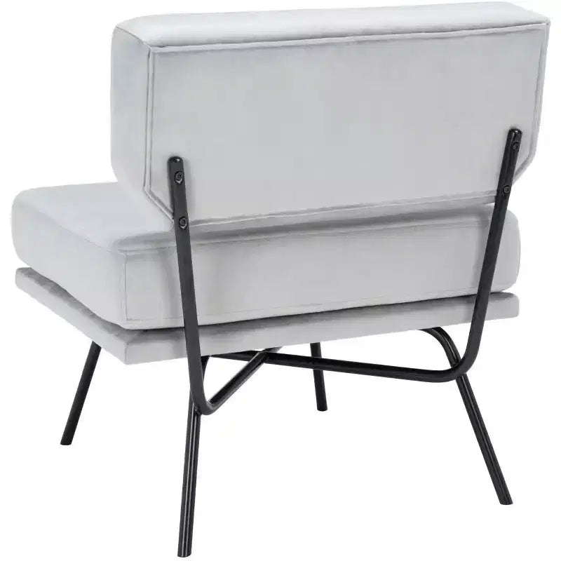 Fauteuil d'appoint rembourré Kermit - Rose poudré et noir, design contemporain