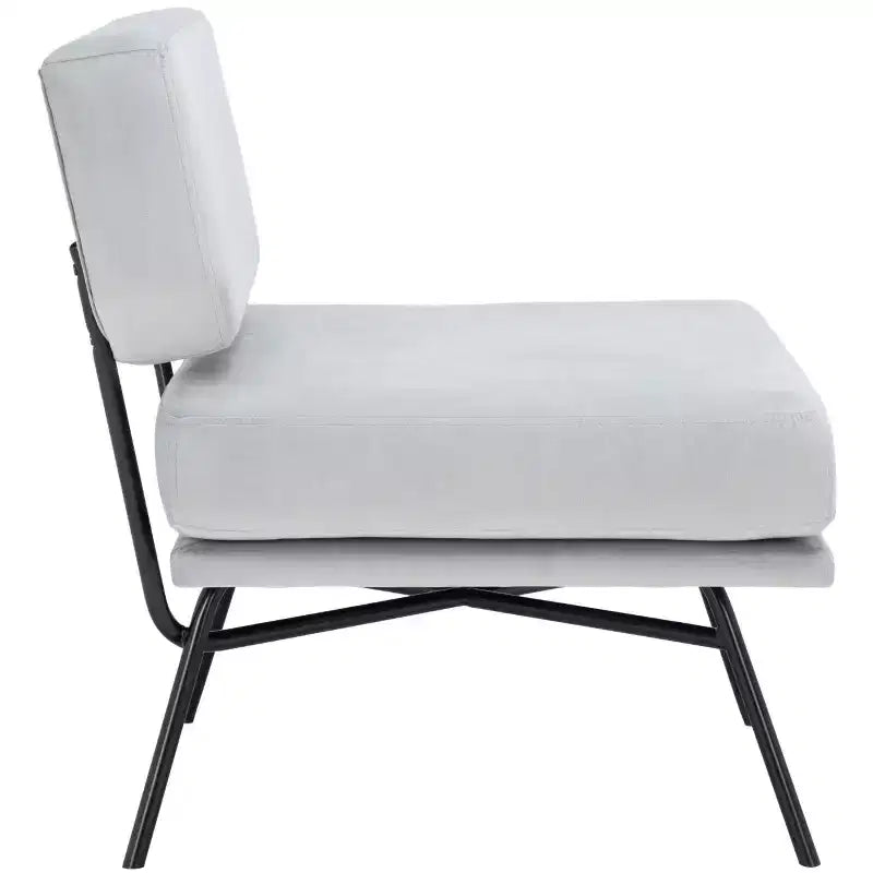 Fauteuil d'appoint rembourré Kermit - Rose poudré et noir, design contemporain