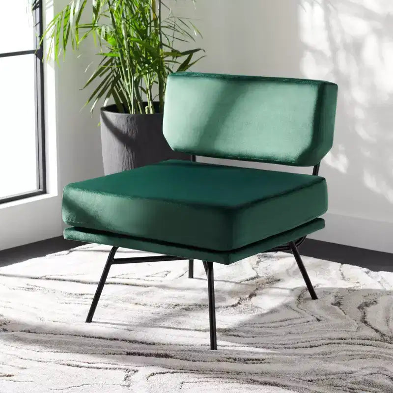 Fauteuil d'appoint rembourré Kermit - Rose poudré et noir, design contemporain