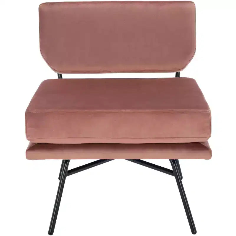 Fauteuil d'appoint rembourré Kermit - Rose poudré et noir, design contemporain