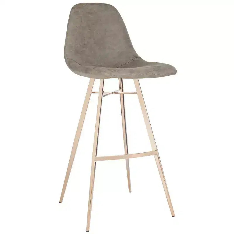 Tabouret de bar hauteur comptoir - Cuir PU marron et cuivre, Structure en acier inoxydable