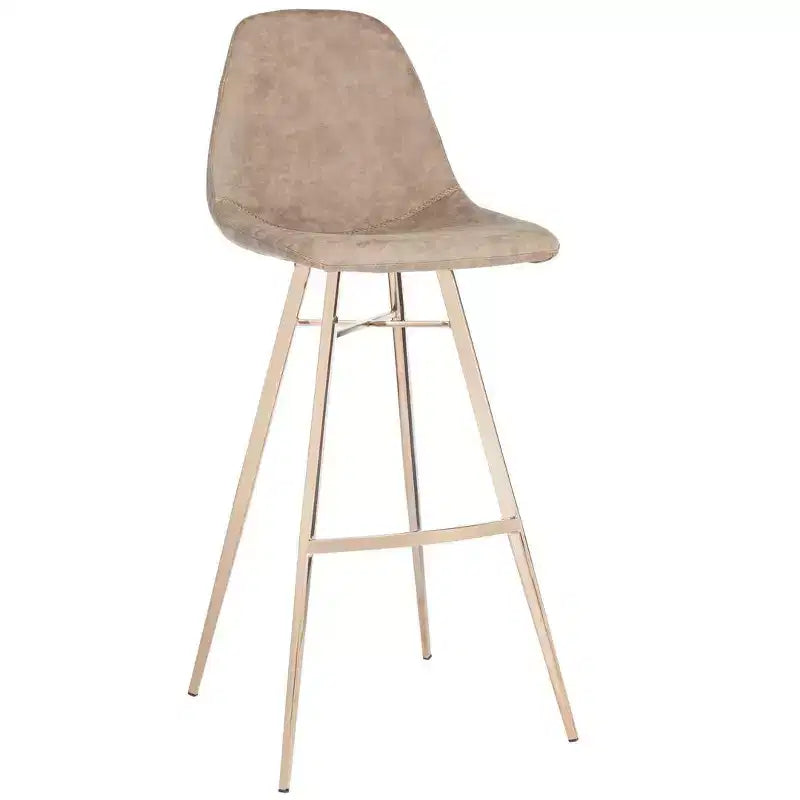 Tabouret de bar hauteur comptoir - Cuir PU marron et cuivre, Structure en acier inoxydable