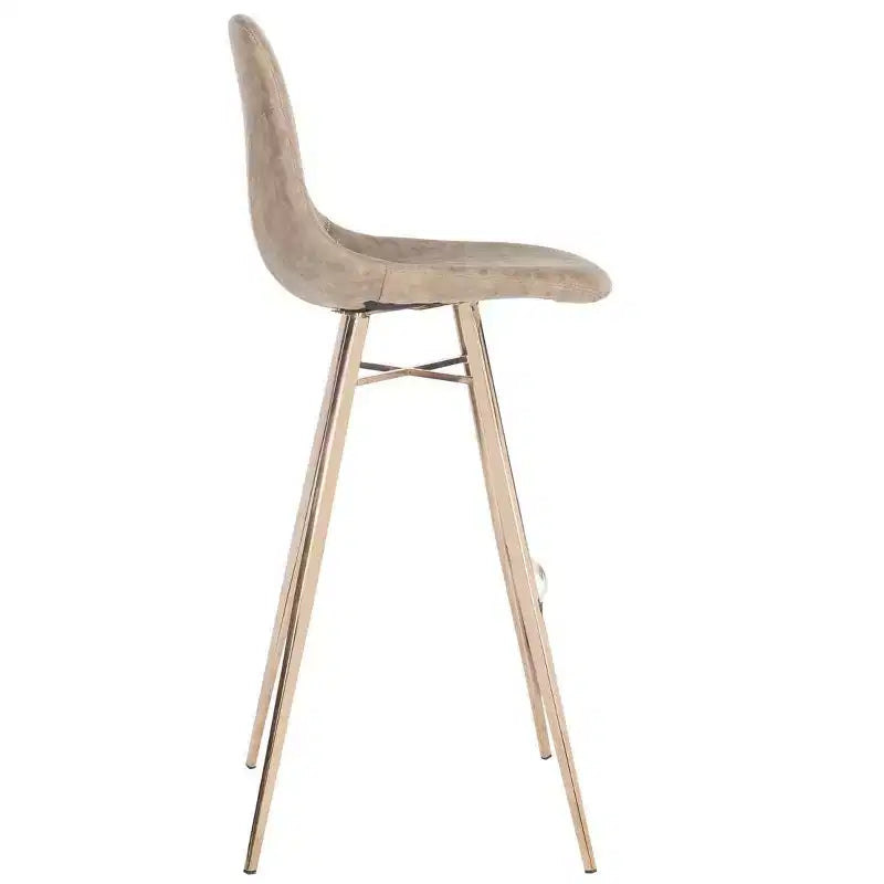 Tabouret de bar hauteur comptoir - Cuir PU marron et cuivre, Structure en acier inoxydable
