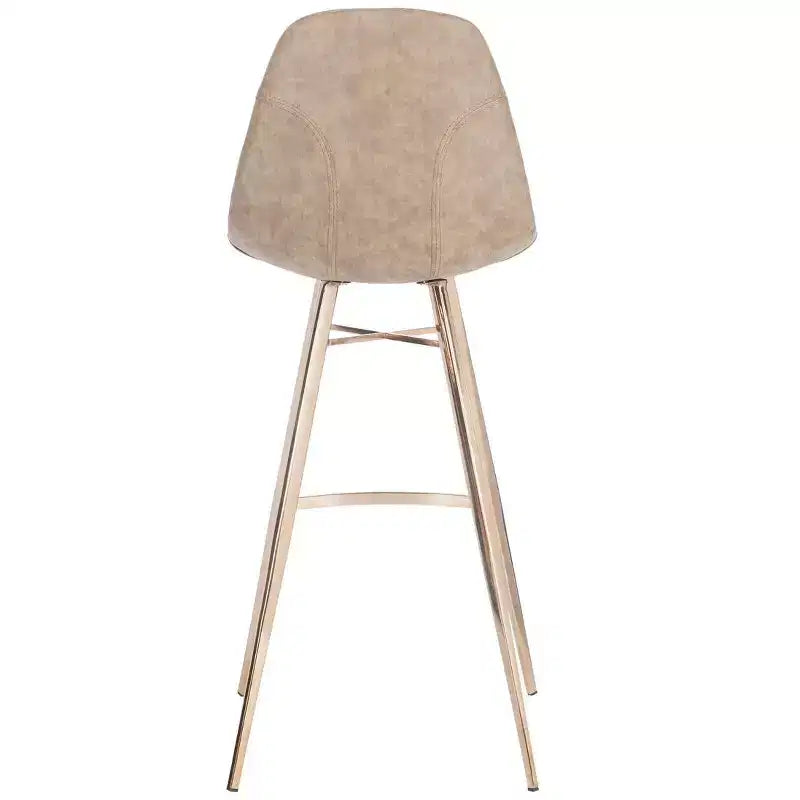 Tabouret de bar hauteur comptoir - Cuir PU marron et cuivre, Structure en acier inoxydable