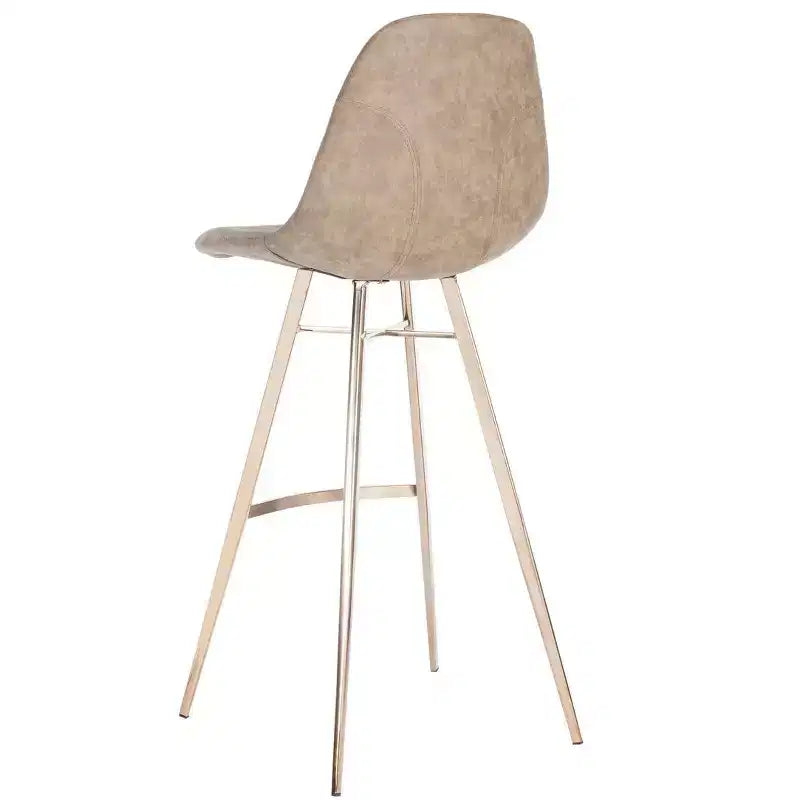 Tabouret de bar hauteur comptoir - Cuir PU marron et cuivre, Structure en acier inoxydable