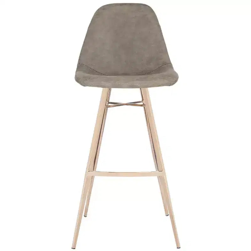 Tabouret de bar hauteur comptoir - Cuir PU marron et cuivre, Structure en acier inoxydable