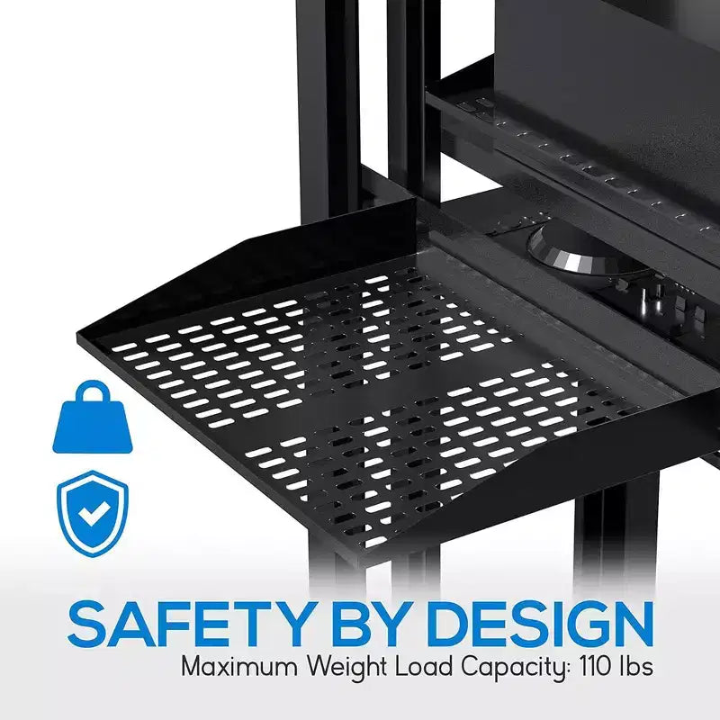 Étagères robustes pour rack de serveur pour une organisation facile avec profondeur réglable, construction en acier robuste, finition noire