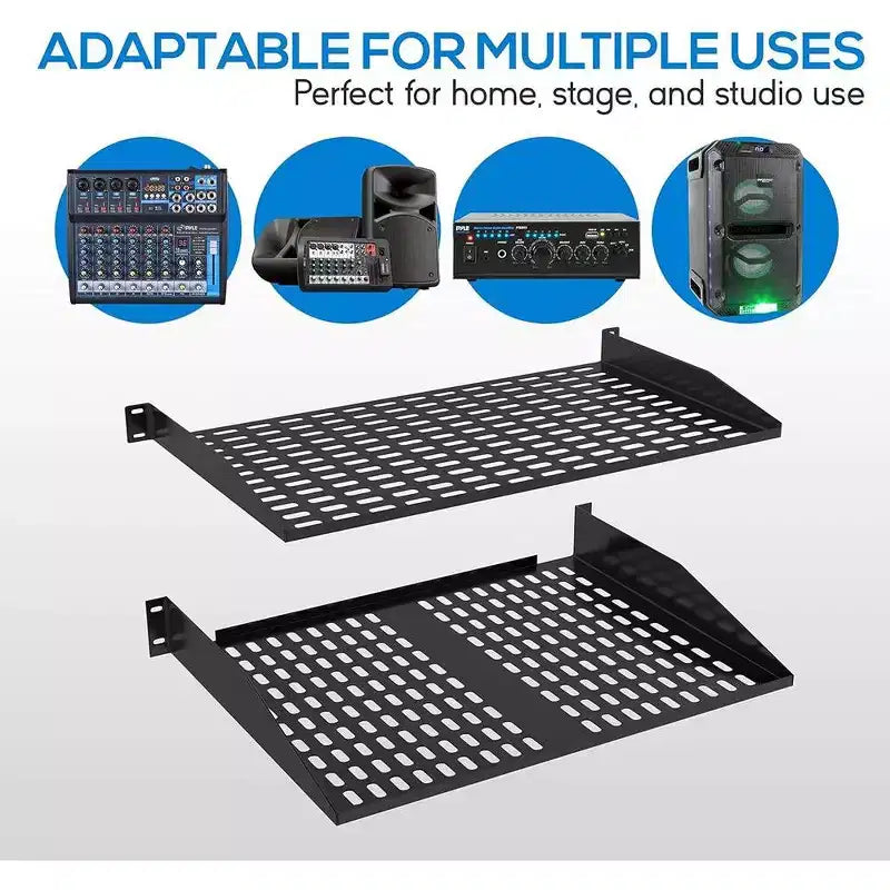 Étagères robustes pour rack de serveur pour une organisation facile avec profondeur réglable, construction en acier robuste, finition noire