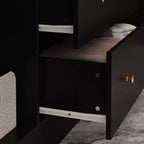 Armoire 4 portes avec miroir, 2 tiroirs et tringles de suspension - Blanc