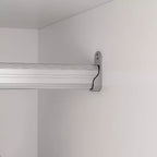 Armoire 4 portes avec miroir, 2 tiroirs et tringles de suspension - Blanc