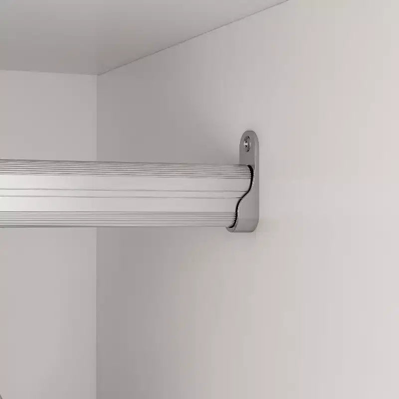 Armoire 4 portes avec miroir, 2 tiroirs et tringles de suspension - Blanc