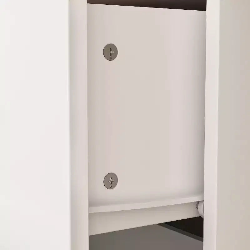 Armoire 4 portes avec miroir, 2 tiroirs et tringles de suspension - Blanc