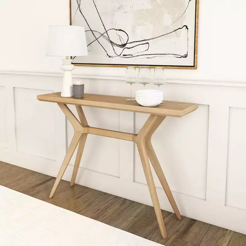Console de 46 po en bois massif – Table d'entrée et de canapé de style scandinave