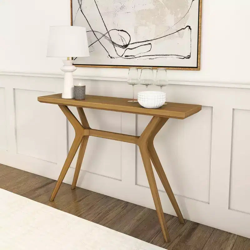 Console de 46 po en bois massif – Table d'entrée et de canapé de style scandinave